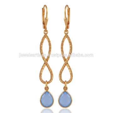 18K Gold Plated Blue Onyx Infinity Solid Silver Earring